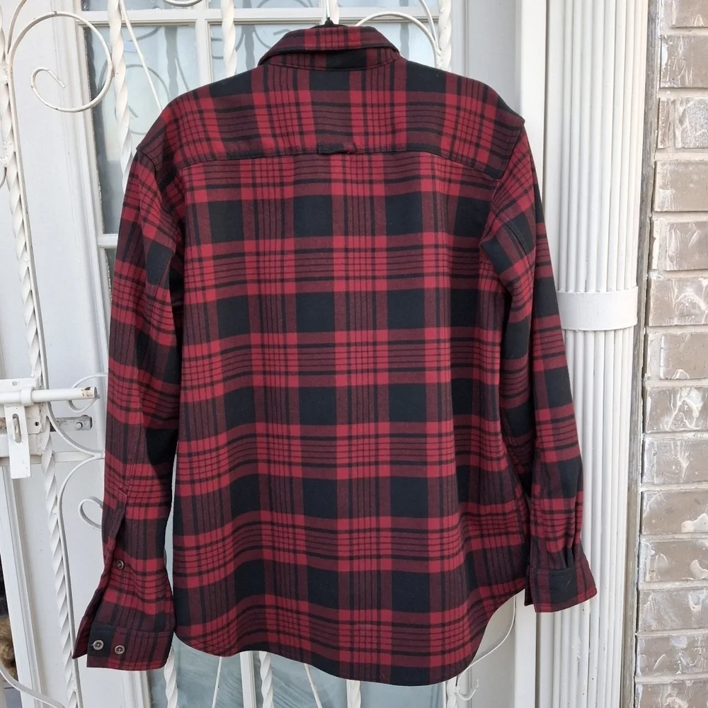 Columbia Sportswear Red Plaid Button-Up Long Sleeve Shirt Jacket  Men Size Large